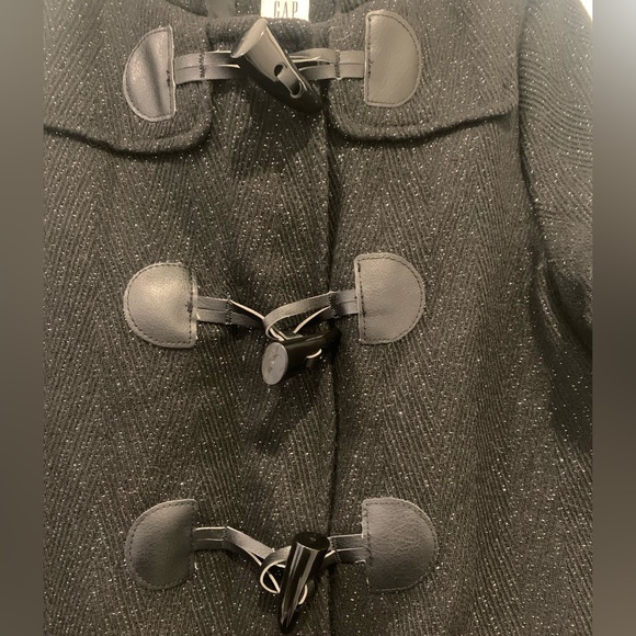 Gap black with sparkle pea coat and hood. Size 4. - Picture 4 of 5